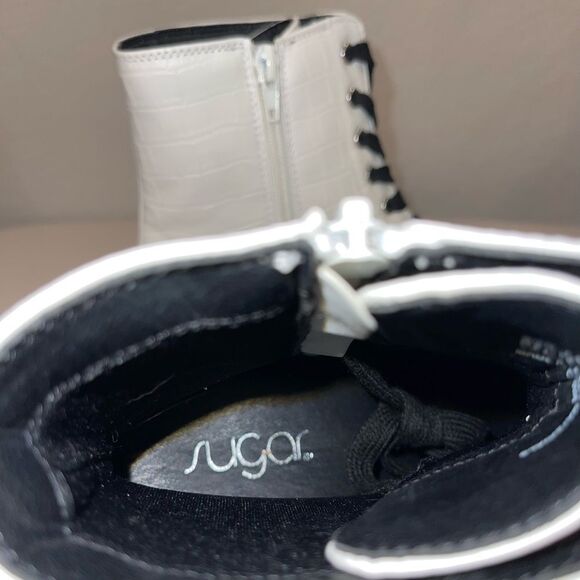 Sugar Kaedy White Croco Combat Boots - Picture 6 of 6